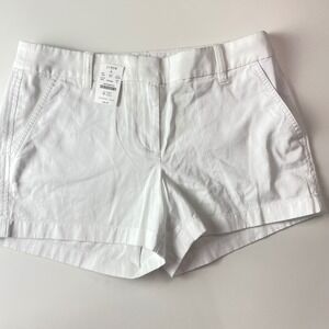 J.Crew Womens White Chino Shorts Size 8 Cotton Twill Mid Rise H5616 NEW